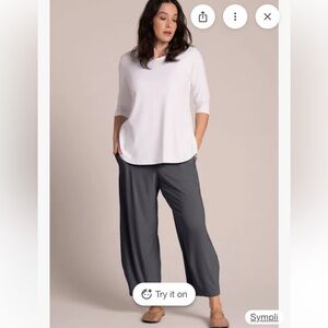 Eileen Fisher Charcoal Grey Pull up Crop Pant in Large